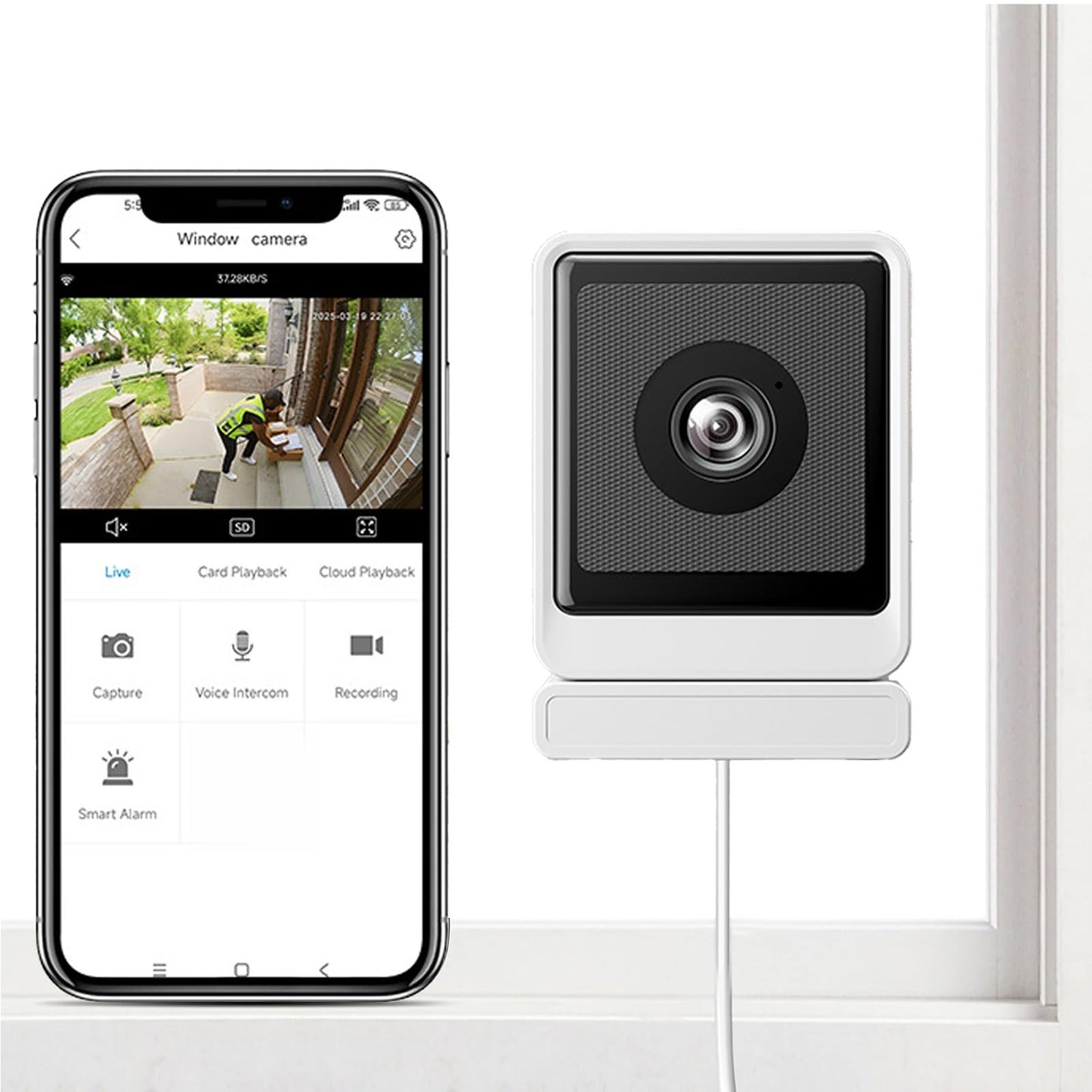 VHV 4MP Ultra HD Smart Window Security Camera - 2.4G/5G WiFi, Color Night Vision, 24/7 Cloud Recording, AI Motion Detection, Family Sharing (1PCS)