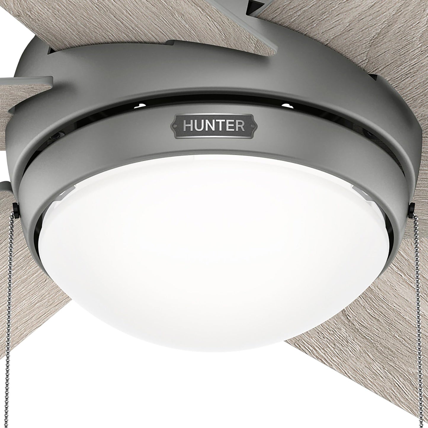 Hunter Fan 48 Inch Matte Silver Indoor Ceiling Fan with Light and Pull Chain for Bedroom, Living Room/Family Room, Office, Basement, Kitchen, Dining