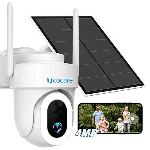 UCOCARE 4G LTE Cellular Security Camera Solar, No WiFi Outdoor Camera with SIM Card, 4MP HD 360° Pan Tilt, Color Night Vision, Motion Alerts, Off-Grid