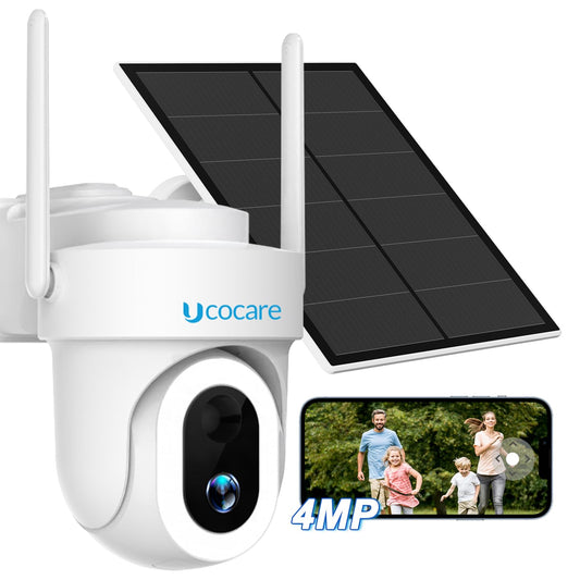 UCOCARE 4G LTE Cellular Security Camera Solar, No WiFi Outdoor Camera with SIM Card, 4MP HD 360° Pan Tilt, Color Night Vision, Motion Alerts, Off-Grid