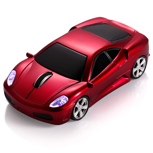 BKLNOG Sports Car Computer Mouse [Updated] with LED Headlights, 1600 DPI 2.4 GHz Wireless Mouse for PC & Mac, Red