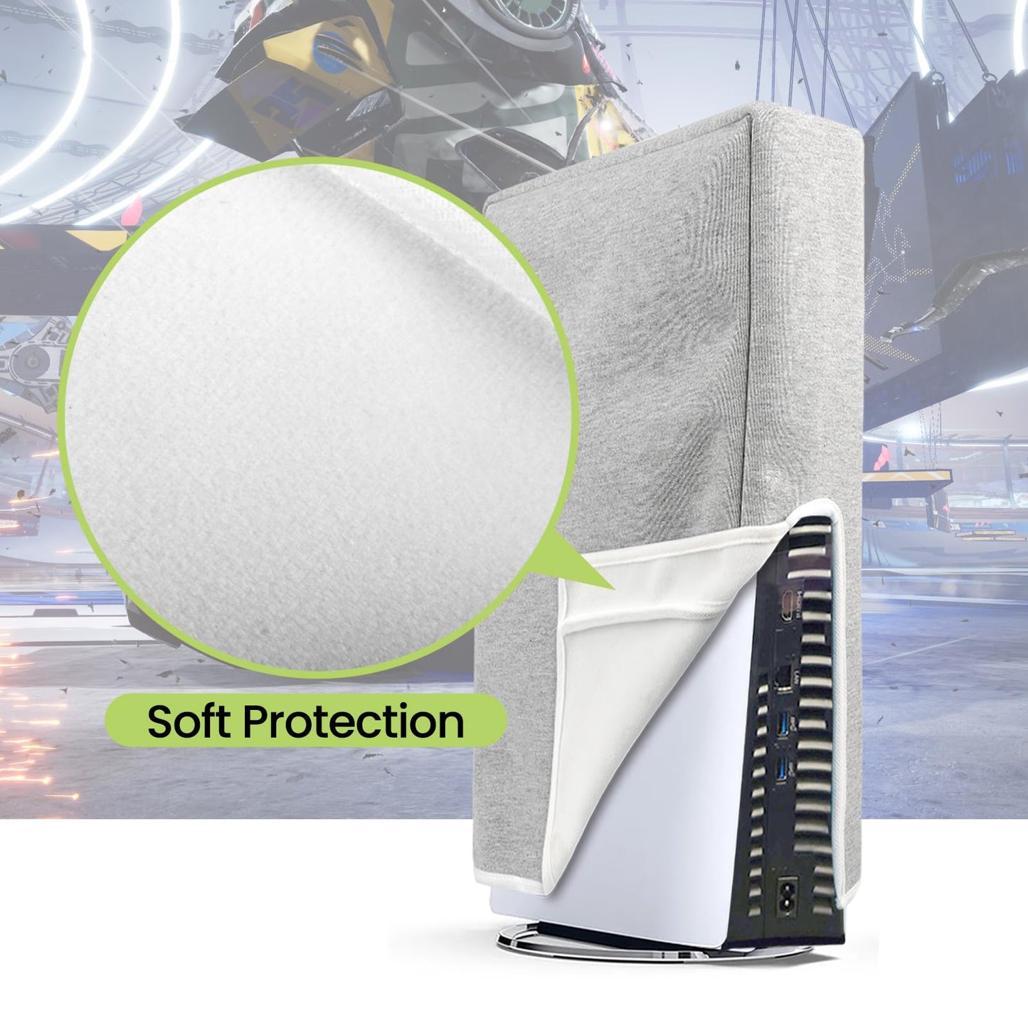 Raryars Dust Cover for PS5 Slim Dust Protector Custom Designed for Playstation 5 Slim Console Disc Edition & Digital Edition with Thick Cotton