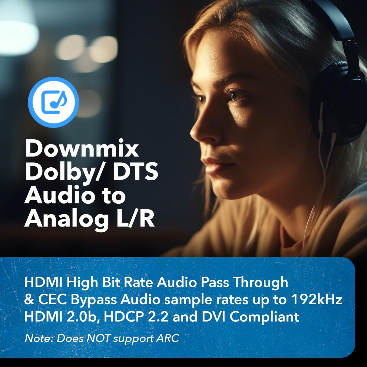 OREI 4K HDMI Audio Decoder Extractor, Downmix Audio Decoding DTS to Analog 3.5mm Jack Support Headphone/Speaker L/R Outputs or Optical SPDIF (HDA-913)