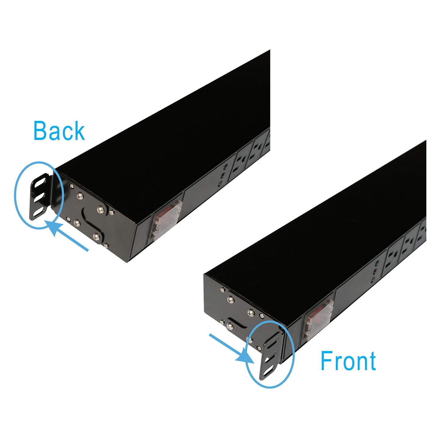 WatchfulEyE WTH-CS/PDU-C13-SG 125V/15A Heavy Duty Metal 1U Rack Mount PDU Power Strip Surge Protective 10 ft Extension Cord Integrated Circuit Breaker