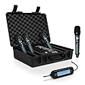 Pyle Portable UHF Band Receiver System, 4 Channel Wireless Microphone System Independent Channel Controls, RF Signal LCD Indicator, Digital Audio