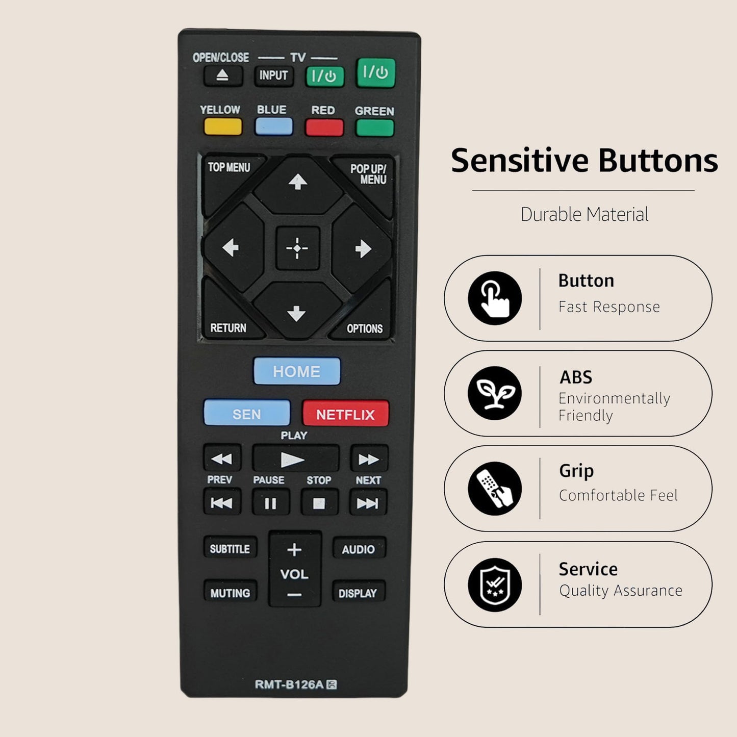 Replaced Remote Control for Sony BDP-S3200 BDP-BX120 BDP-S5200D BDP-S6200E Blu-Ray Disc Player