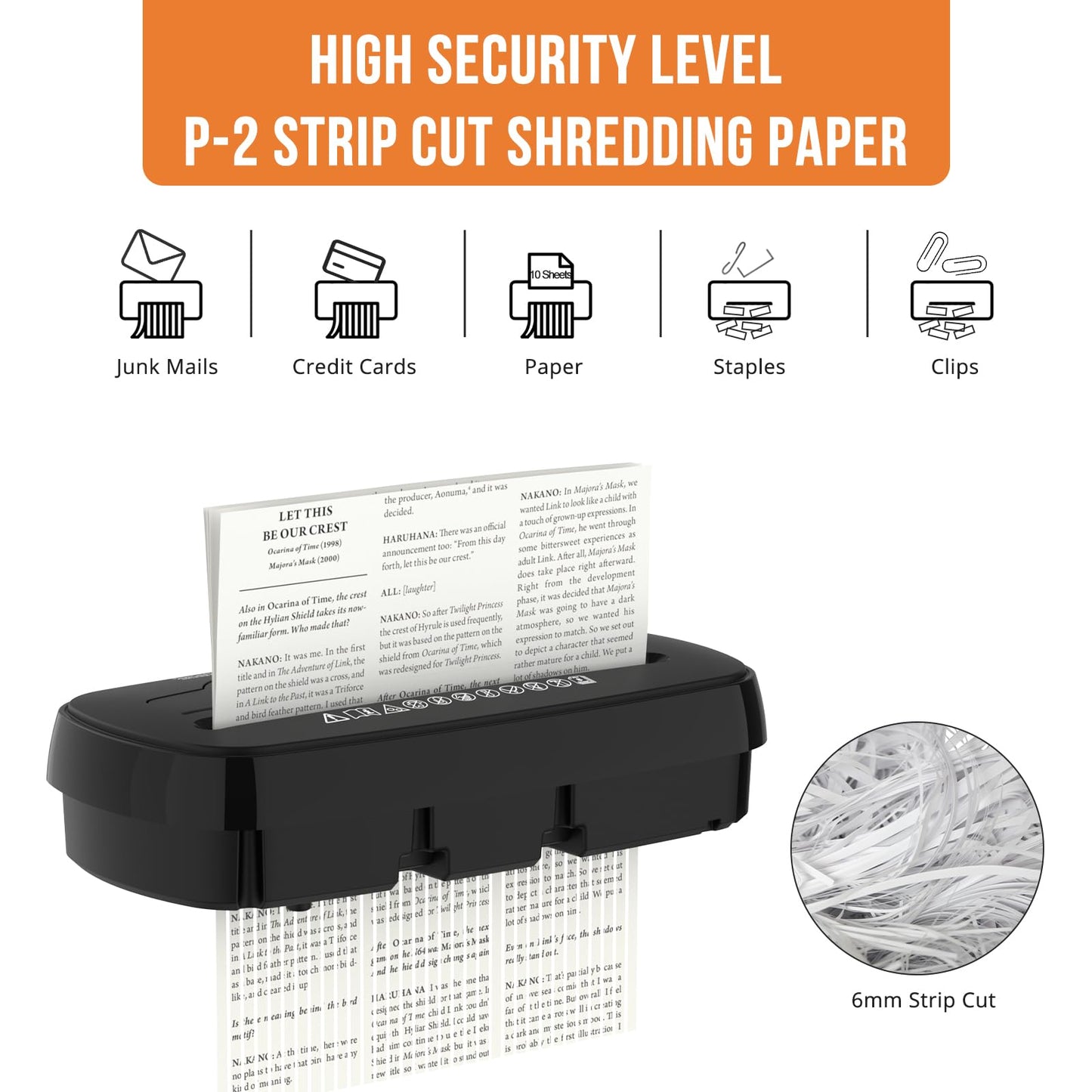 Home Office Paper Shredder,Woolsche 10-Sheet Strip Cut with 3.17-Gallon Basket,P-2 Security Level,CD & Credit Card Shredder,Durable & Fast - Jam Proof