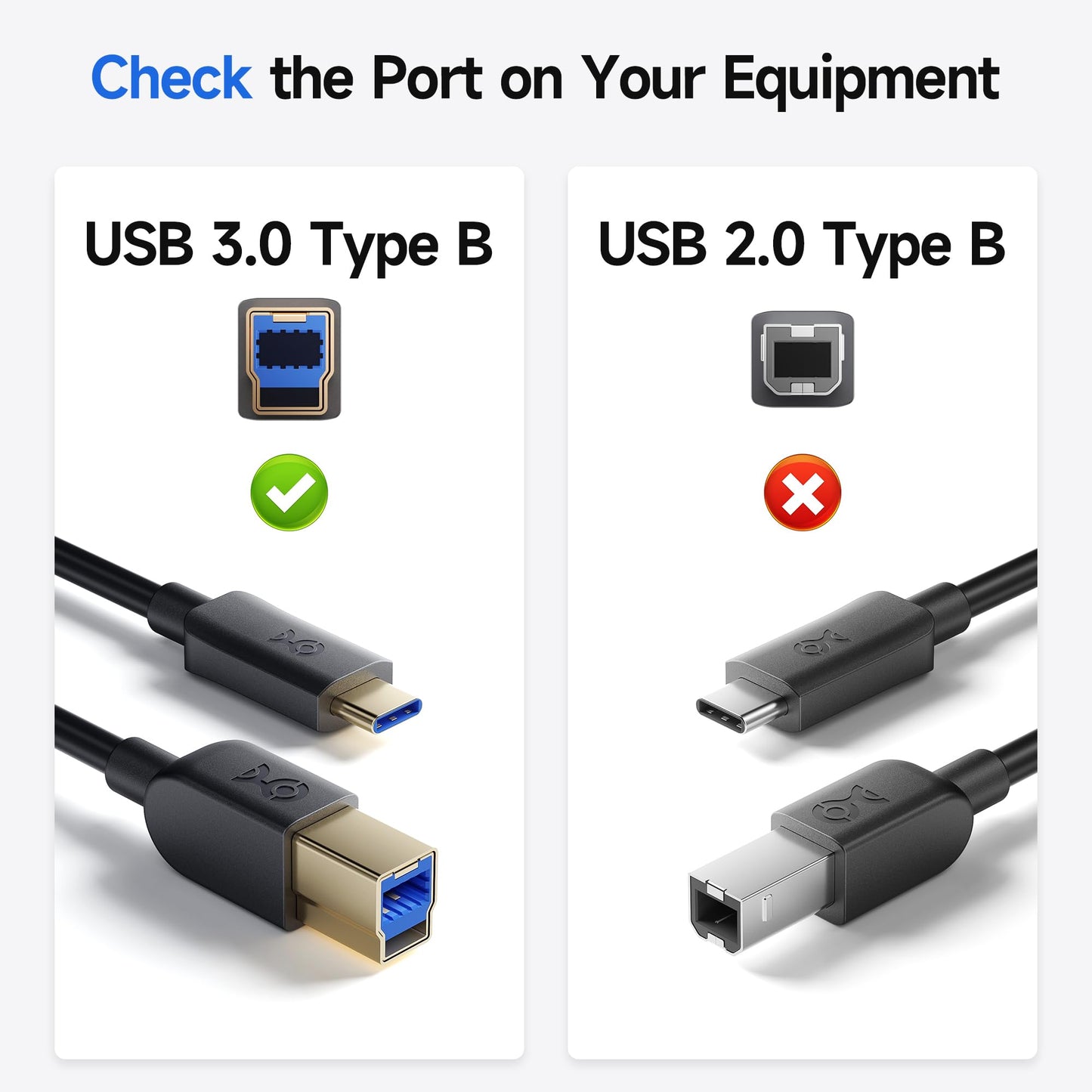 Cable Matters USB C to USB B 3.0 Cable - 3.3ft, USBB to USBC Cable with Type-B 3.0 Connector, Black