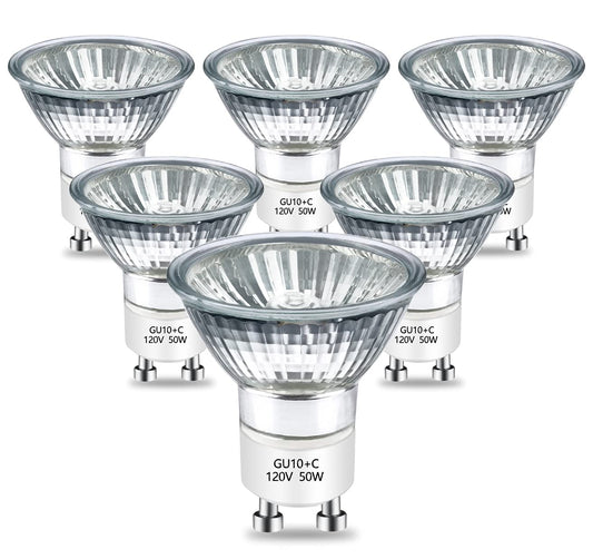 GU10 Halogen Bulb 120v 50w Warmer Bulbs, 2800k Warm White gu10 Dimmable for Candle Warmer, Scent Wax Burner, Fragrance Melt, Warming Bulb Pack of 6