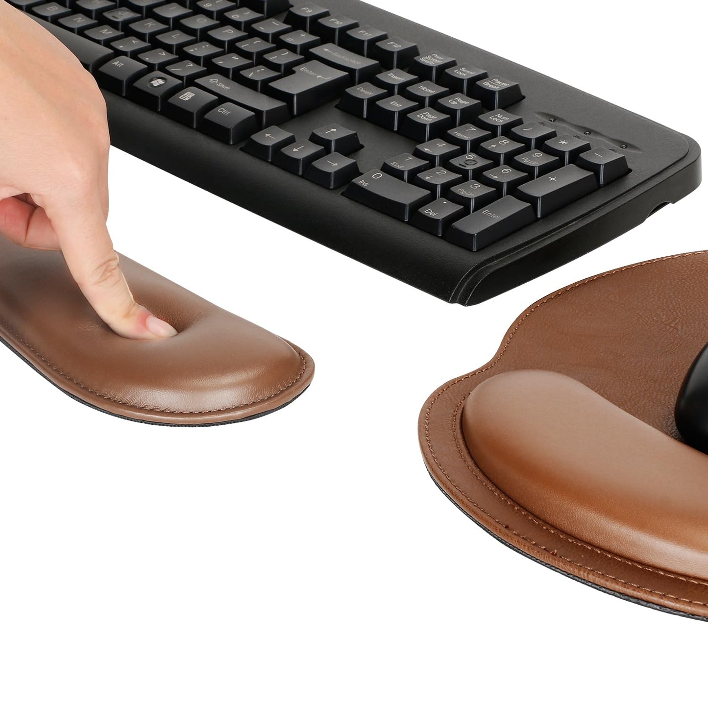 RICHEN Ergonomic PU Leather Keyboard Wrist Rest and Mouse Pad with Wrist Support, Memory Foam Set for Computer/Laptop,Gaming and Office, Comfortable