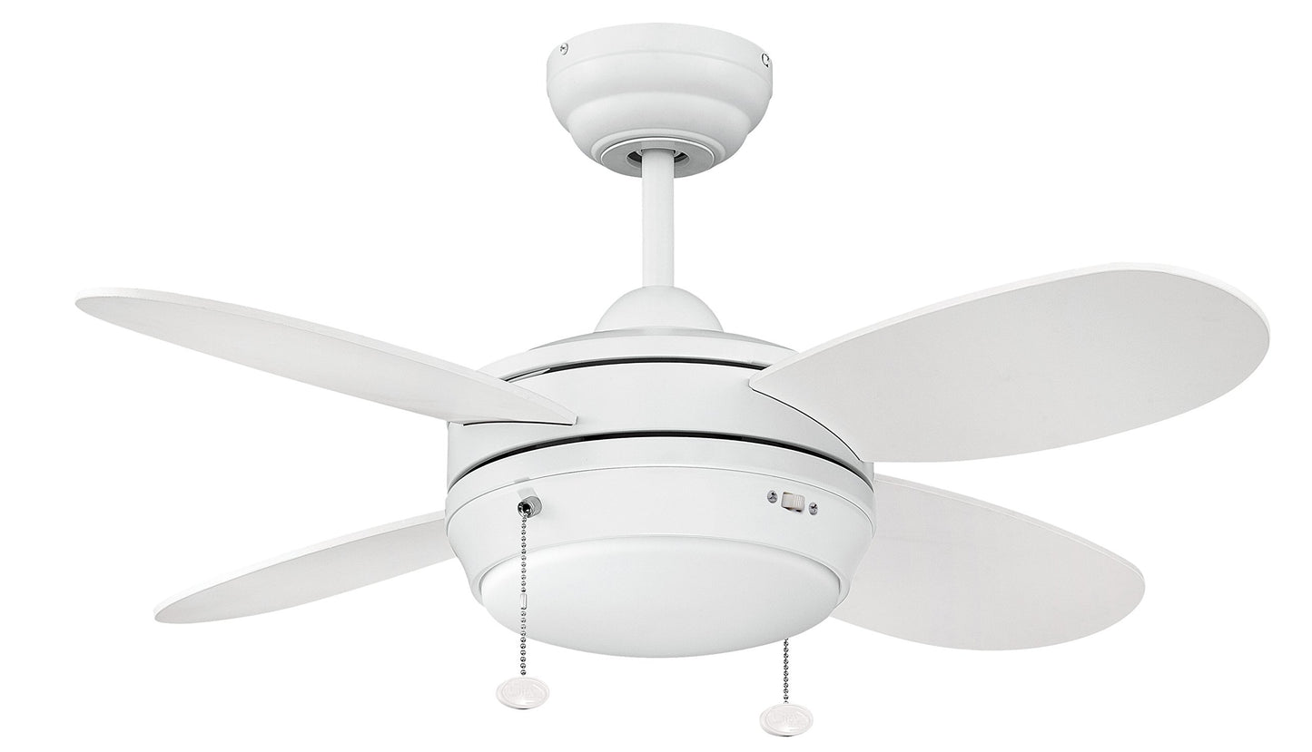 Litex MLV36MWW4L Maksim Collection 36-Inch Ceiling Fan with Four Matte White Blades and Single Light Kit with Opal Frosted Glass