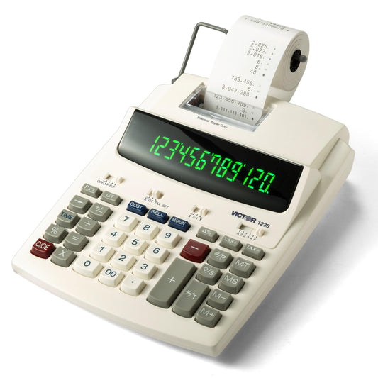 Victor 1226 Thermal Printing Calculator, 12-Digit Display, 8.0 LPS Printing Speed, Off-White