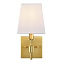 SAFAVIEH Lighting - Clauren 11.2-Inch Wall Sconce Set of 2 - Brass - Fabric Shade - Transitional Single-Arm Design - Ideal for Hallway, Bedroom