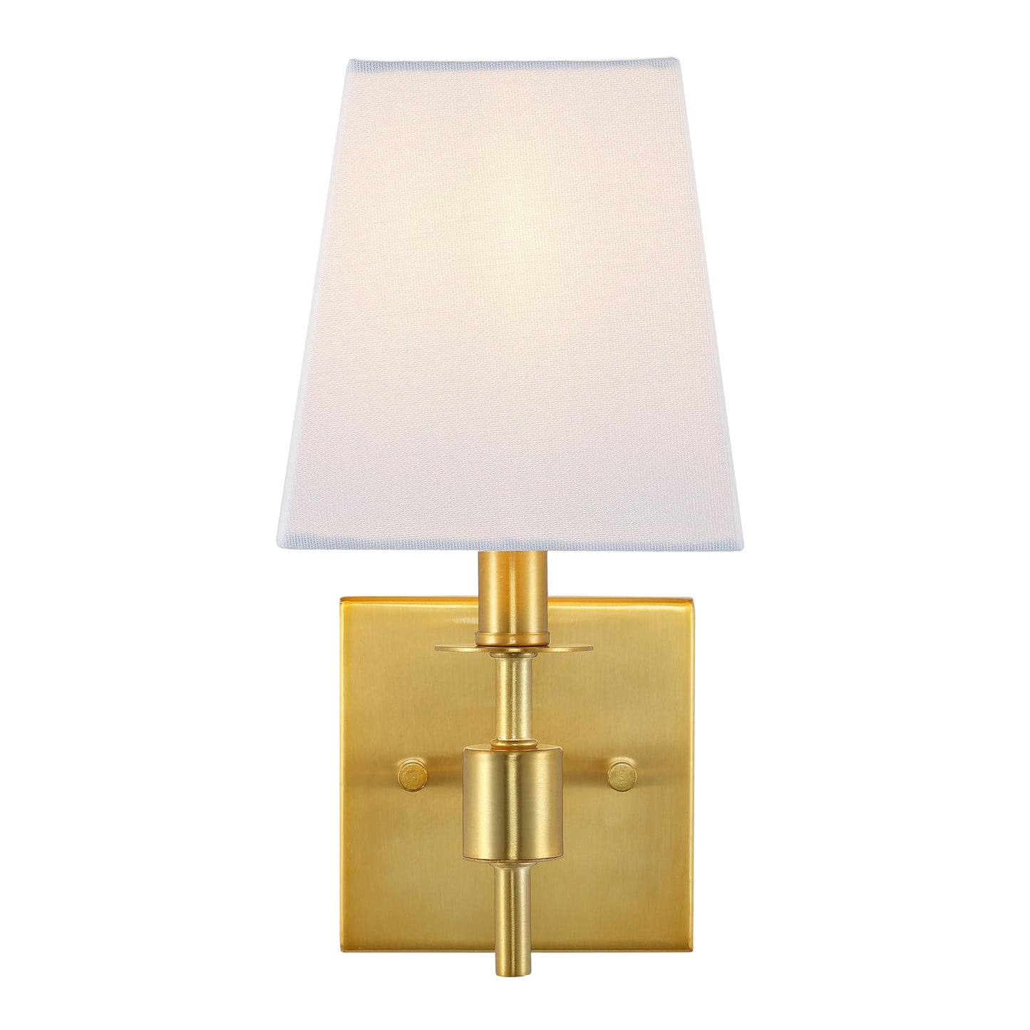 SAFAVIEH Lighting - Clauren 11.2-Inch Wall Sconce Set of 2 - Brass - Fabric Shade - Transitional Single-Arm Design - Ideal for Hallway, Bedroom