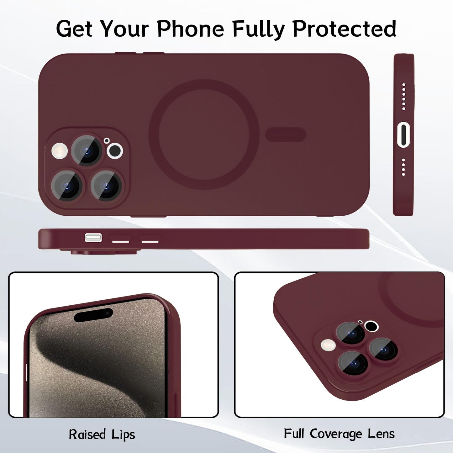 ankofave Magnetic Case for iPhone 13 Pro Max Phone Women, Matte Luxury Soft Metallic Luster Design with Camera Lens Protector, Compatible Magsafe