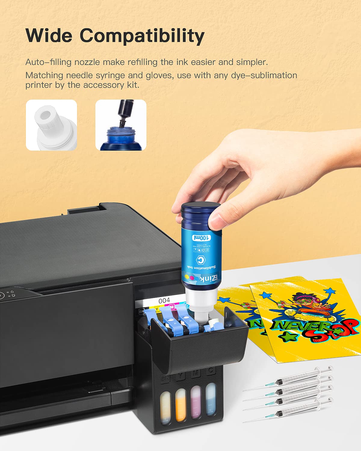 E-Z Ink (TM Autofill 500ML Sublimation Ink for EcoTank ET-2803 ET-4800 ET2720 ET2750 ET2760 ET-2800 ET-2850 ET-3850 ET-3830 ET4700 ET-4850 ET15000