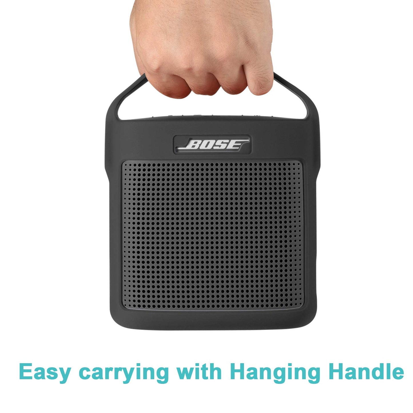 TXEsign Protective Silicone Stand Up Case with Handle Compatible with Bose SoundLink Color Speaker II?Dark Gray