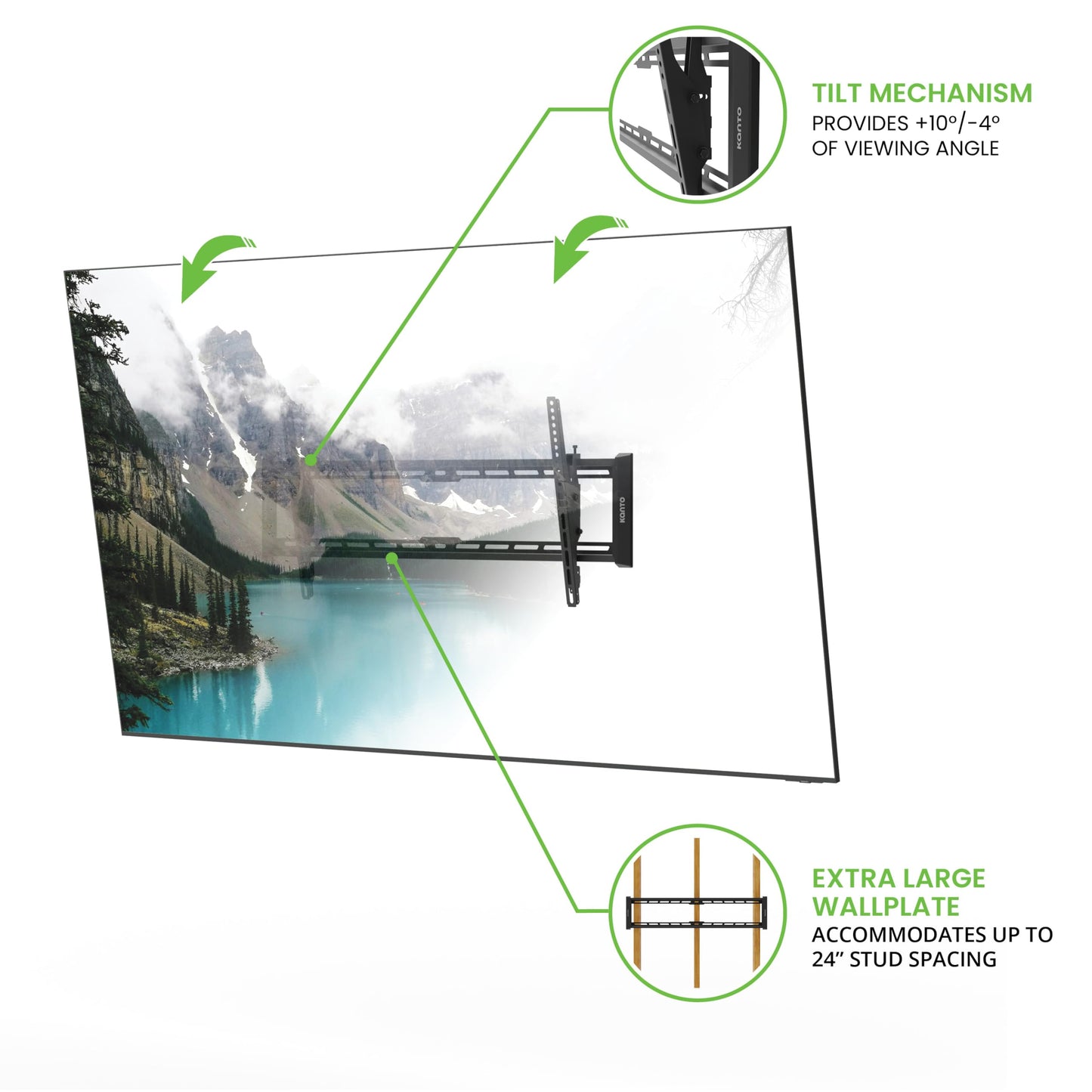 Kanto T300 Universal Tilting TV Mount for 40” - 100” TVs | 1.8” Profile | 150 lbs Capacity | VESA 800x600 Support | Leveling & Horizontal Shift