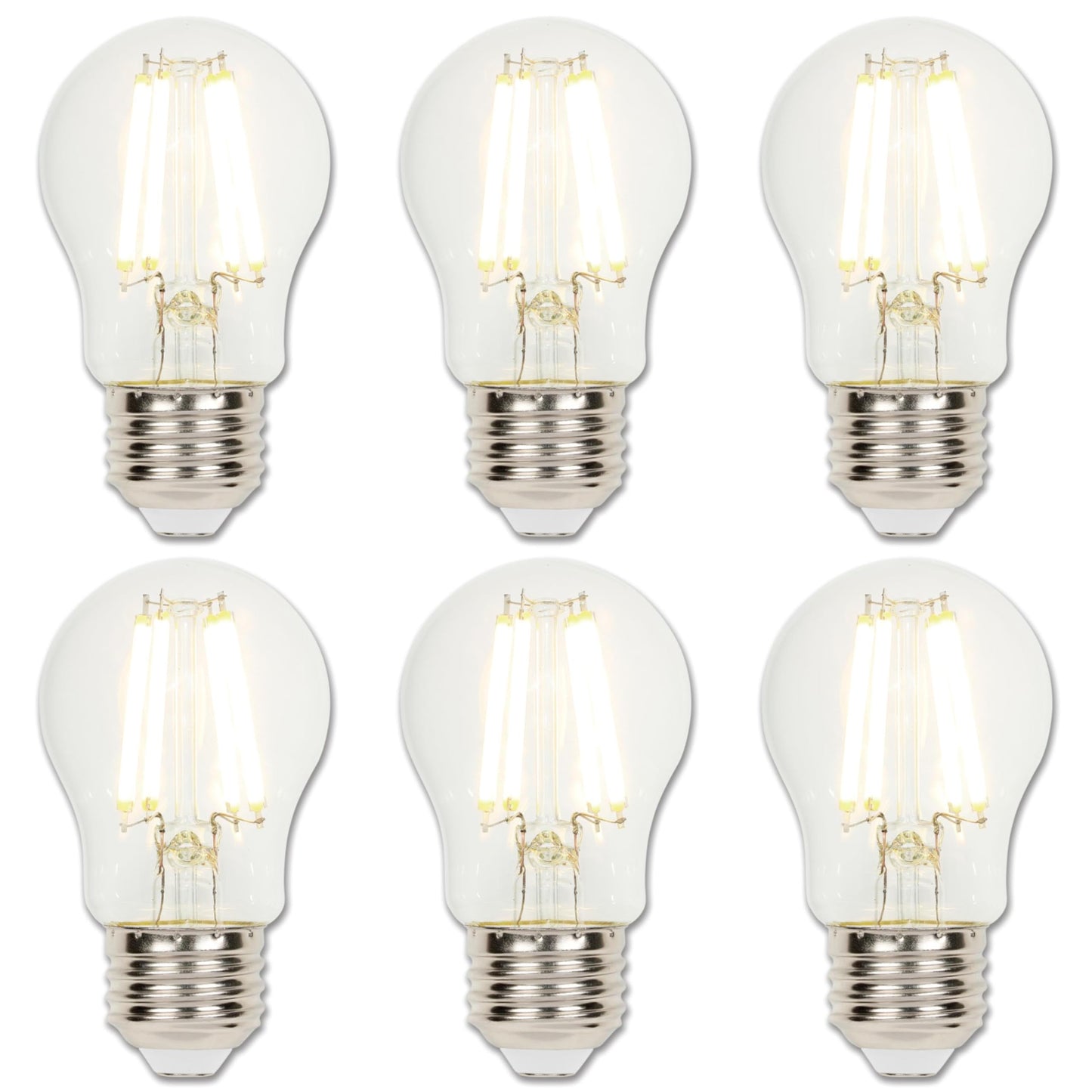 Westinghouse 5279020 9 Watt (100 Watt Equivalent) A15 Dimmable Clear Filament LED Light Bulb, Medium Base, 6 Pack