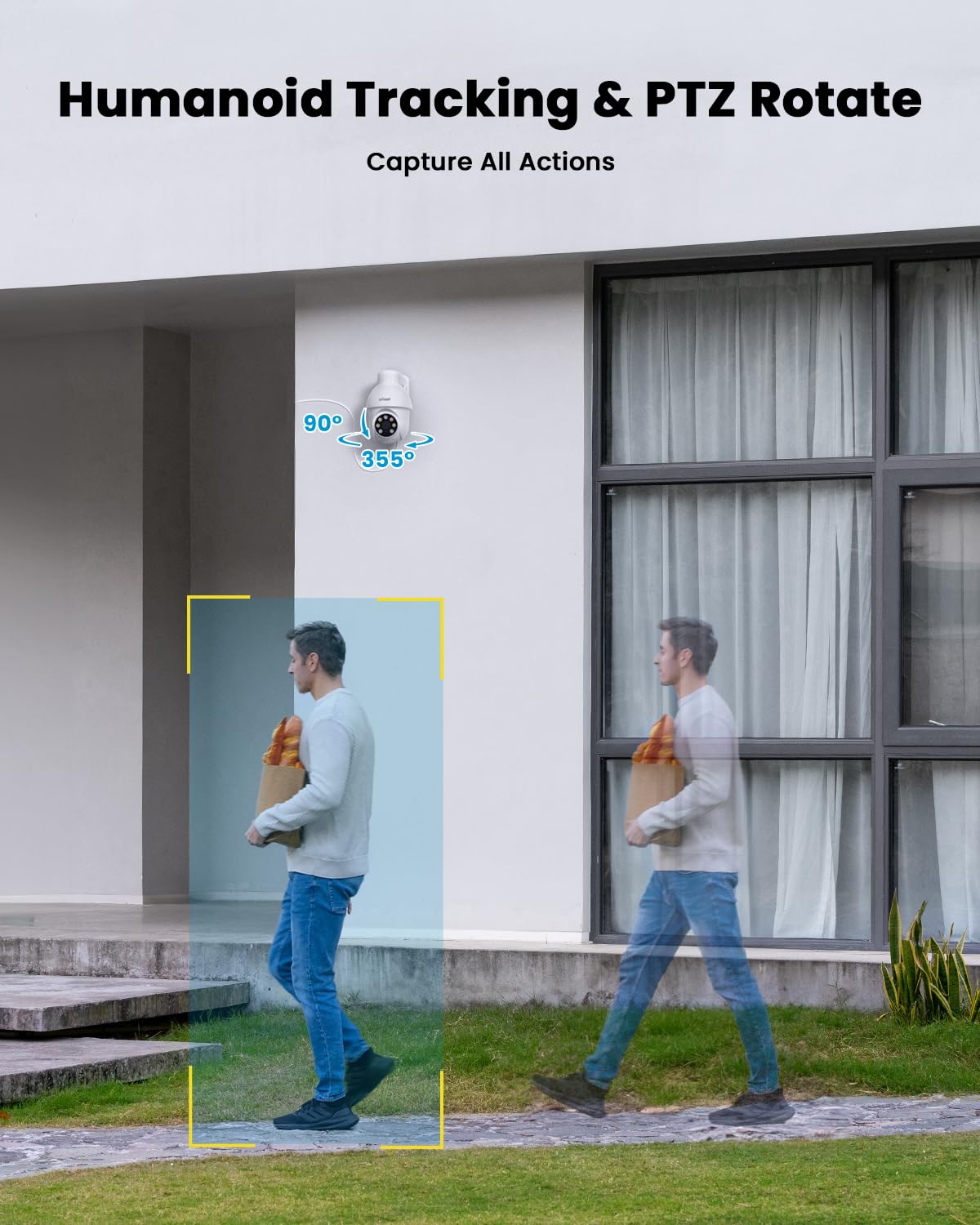 ieGeek 8MP PoE Security Camera System, 1pcs Wired Outdoor Cameras for Home Security with 355°Pan 90°Tilt, 8CH NVR with 2TB HDD, Automatic Human