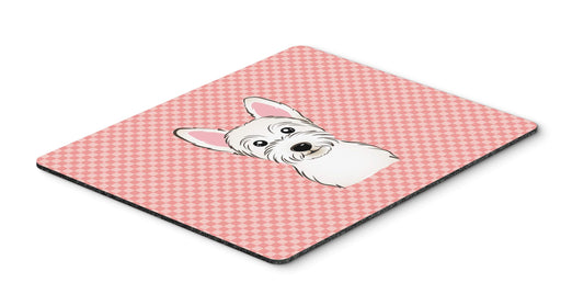Caroline's Treasures BB1226MP Checkerboard Pink Westie Mouse Pad, Hot Pad or Trivet for Home Office Gaming Working Computers Laptop Mouse Mat,Washable