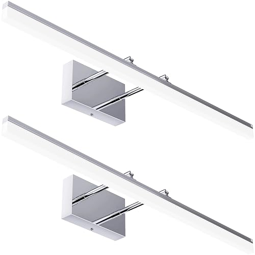 Sunco Lighting Modern Vanity Light Fixture, LED Bathroom Bar Lights, 15W=100W, Selectable White (3000K/4000K/5000K), 1100 LM Chrome Finish, Adjustable