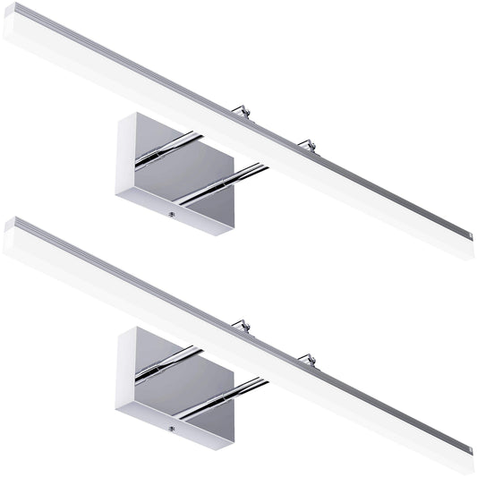 Sunco Lighting Modern Vanity Light Fixture, LED Bathroom Bar Lights, 15W=100W, Selectable White (3000K/4000K/5000K), 1100 LM Chrome Finish, Adjustable