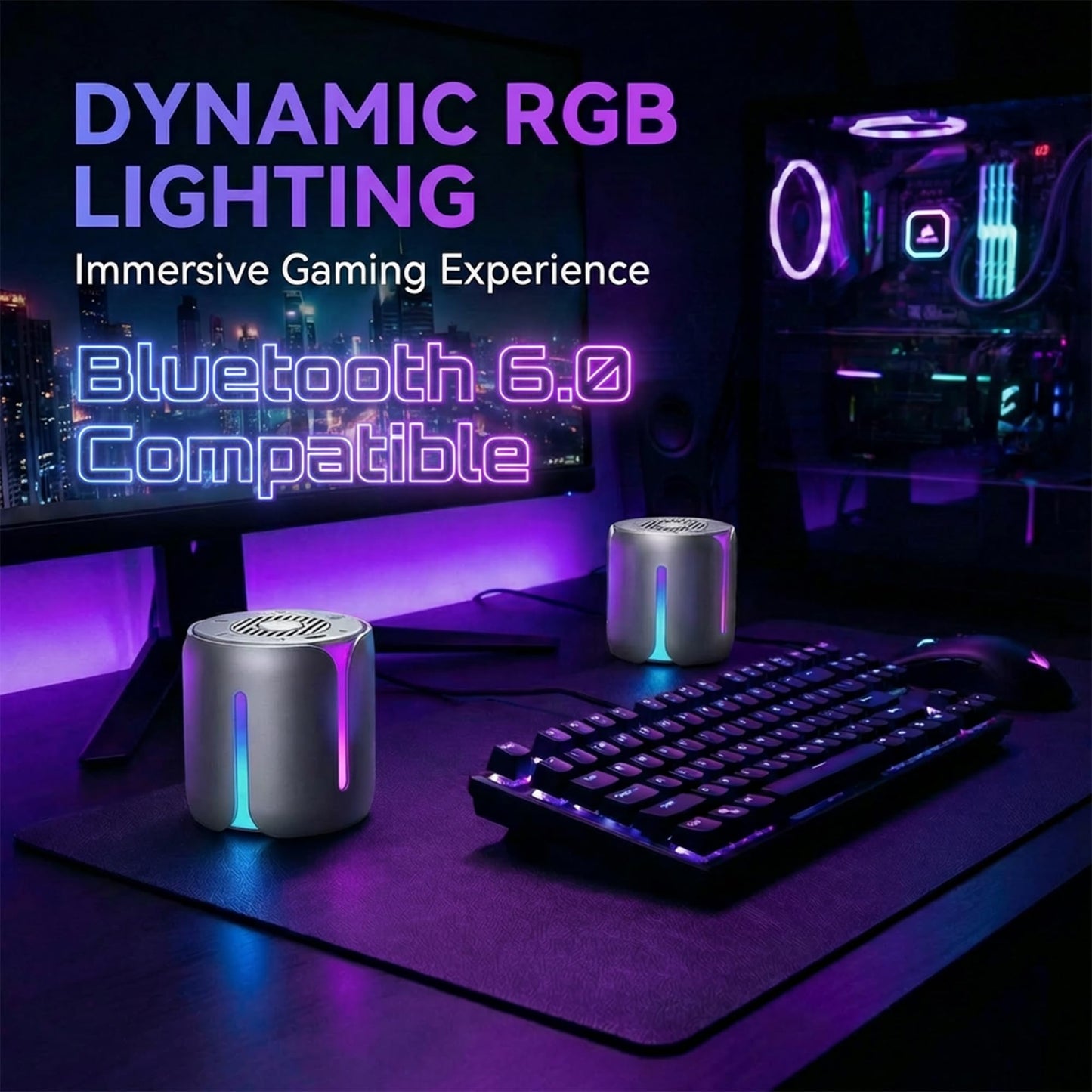 Interactive Spinning Bluetooth Speaker with RGB Light - Metal Fingertip Gyro Desk Gadget, Portable LED Night Light Speaker, USB-C Rechargeable Mini