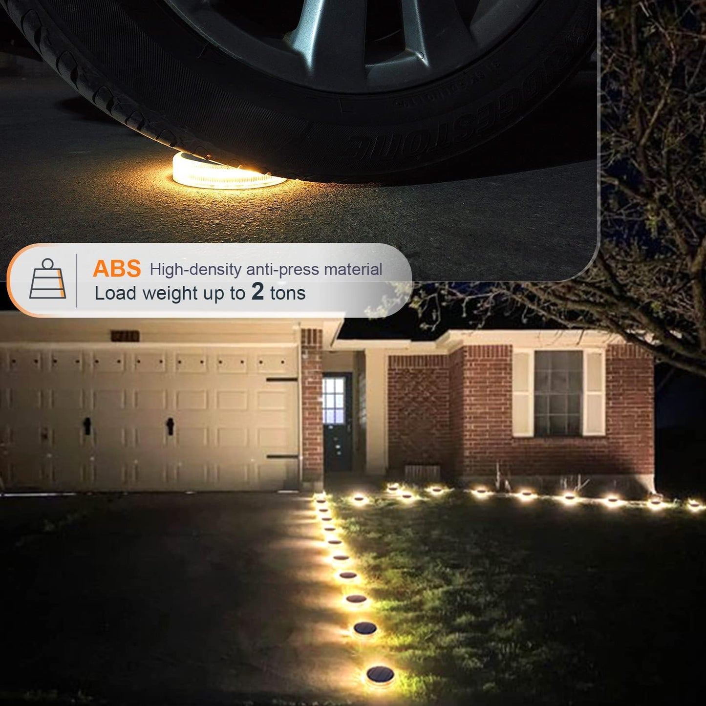 Solar Dock Lights Outdoor Waterproof Stick on Boat Deck Step Stair Driveway Lights Solar Powered for Outside Concrete Flat Disks Patio Ground RV