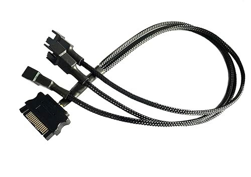 TeamProfitcom SATA to 3 Fan Splitter Adapter Cable 3 Way Sleeved Braided Y Splitter Computer case PC 3/4 pin Fan Extension Power Cable SATA to 3 Fan