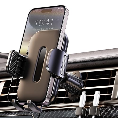 Upgraded Car Phone Holder, Metal Hook Clip Car Vent Phone Mount, Hands-Free Vent Phone Holders for your car, Compatible with iPhone series, Android