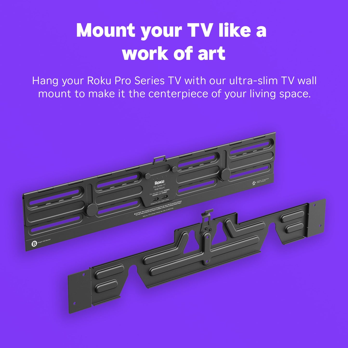 Roku Wall Mount Kit for 55-Inch Pro Series TV - Ultra-Slim with Minimalist, Flat Design - Hinged TV Mount and Kickstand for Easy Access to Cables