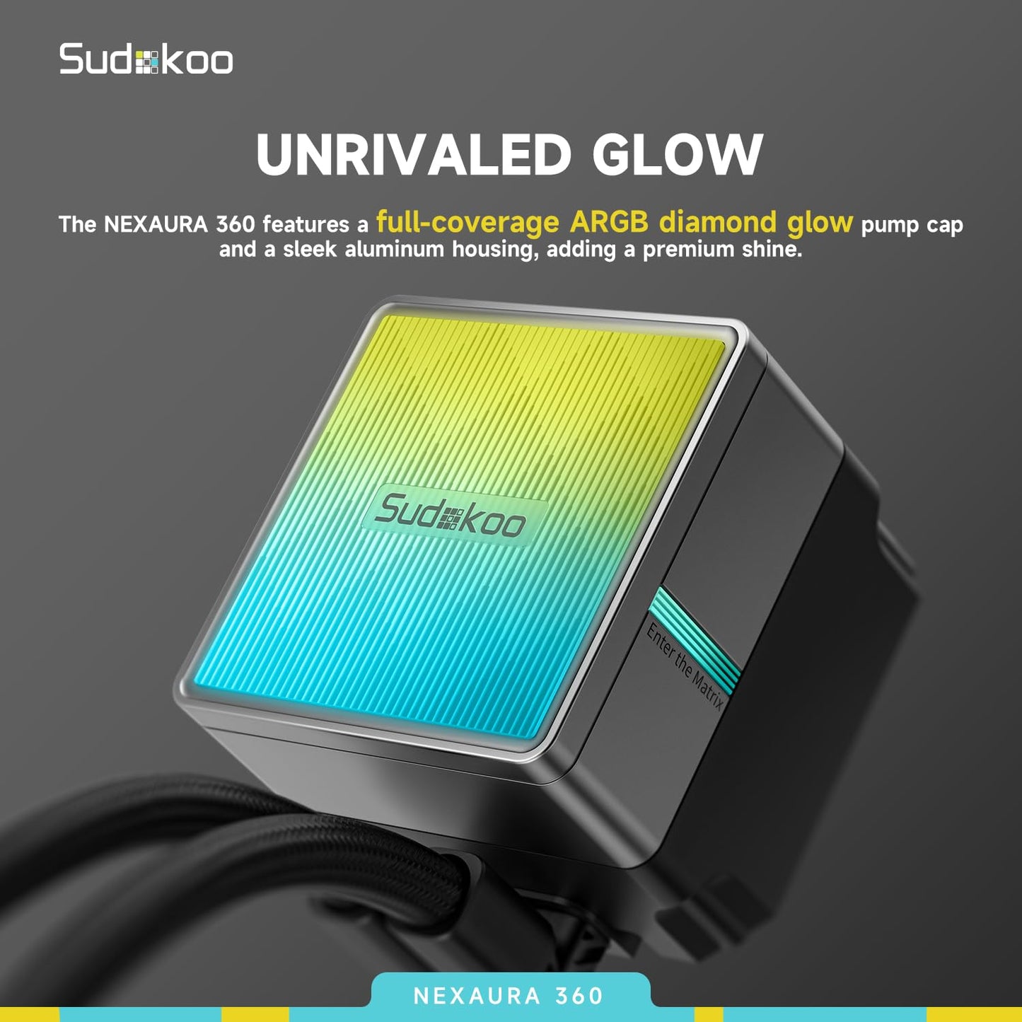 Sudokoo NEXAURA 360 Liquid CPU Cooler: 360mm AIO CPU Cooler with PWM Pump & ARGB Pump Head - Water Cooling with FDB Fans for Intel LGA