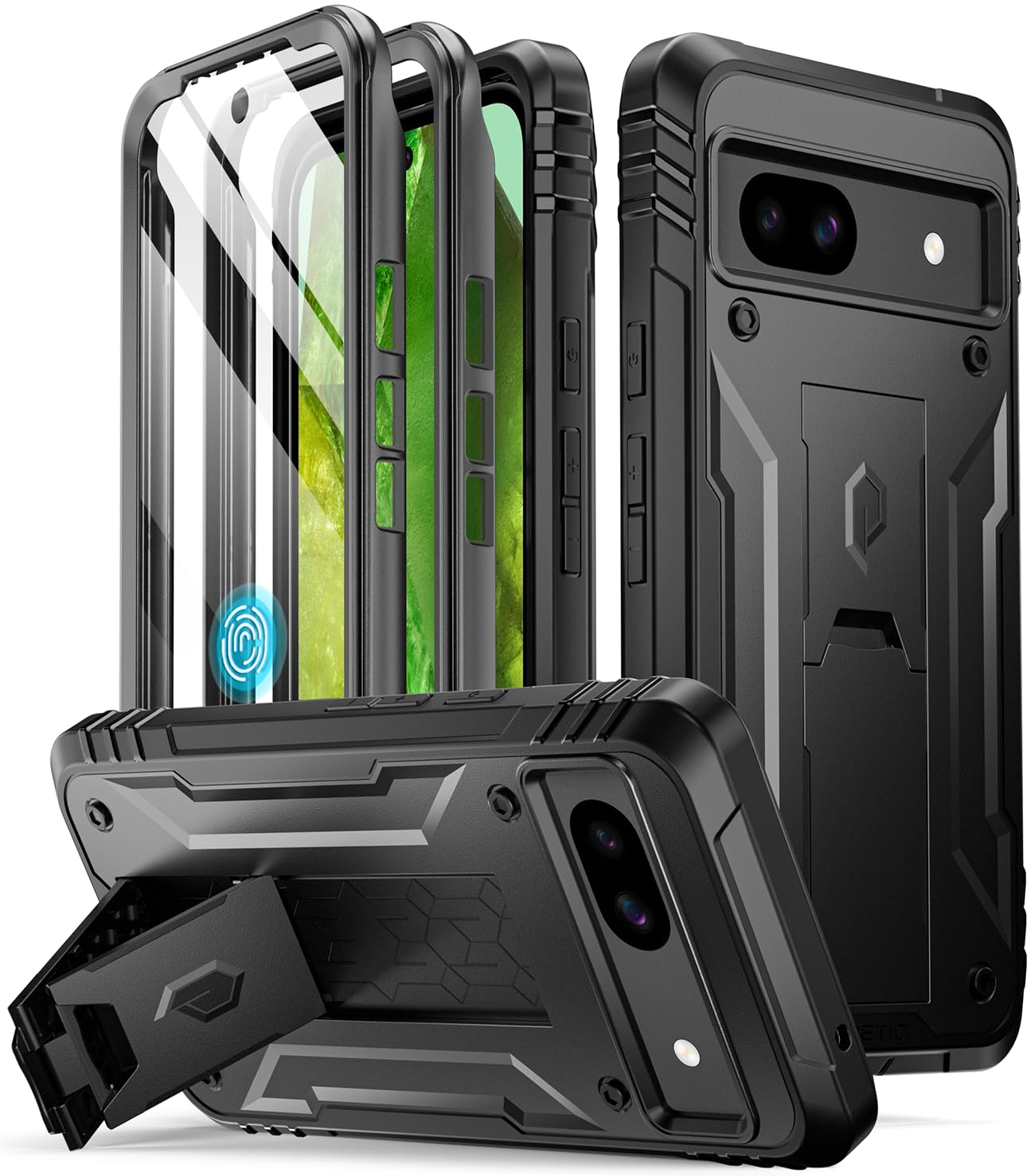 Poetic Revolution Case for Google Pixel 8A 5G, [20FT Mil-Grade Drop Tested],Full Body Rugged Shockproof Protective Case with Kickstand, Built-in