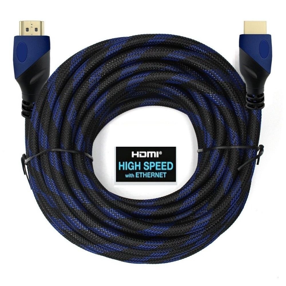 CableVantage Premium HDMI Cable 100FT for TV HDTV 3D DVD PS4 LCD HD TV 1080P v1.4 High Speed Braided Nylon HDMI Cable White Ethernet & Audio