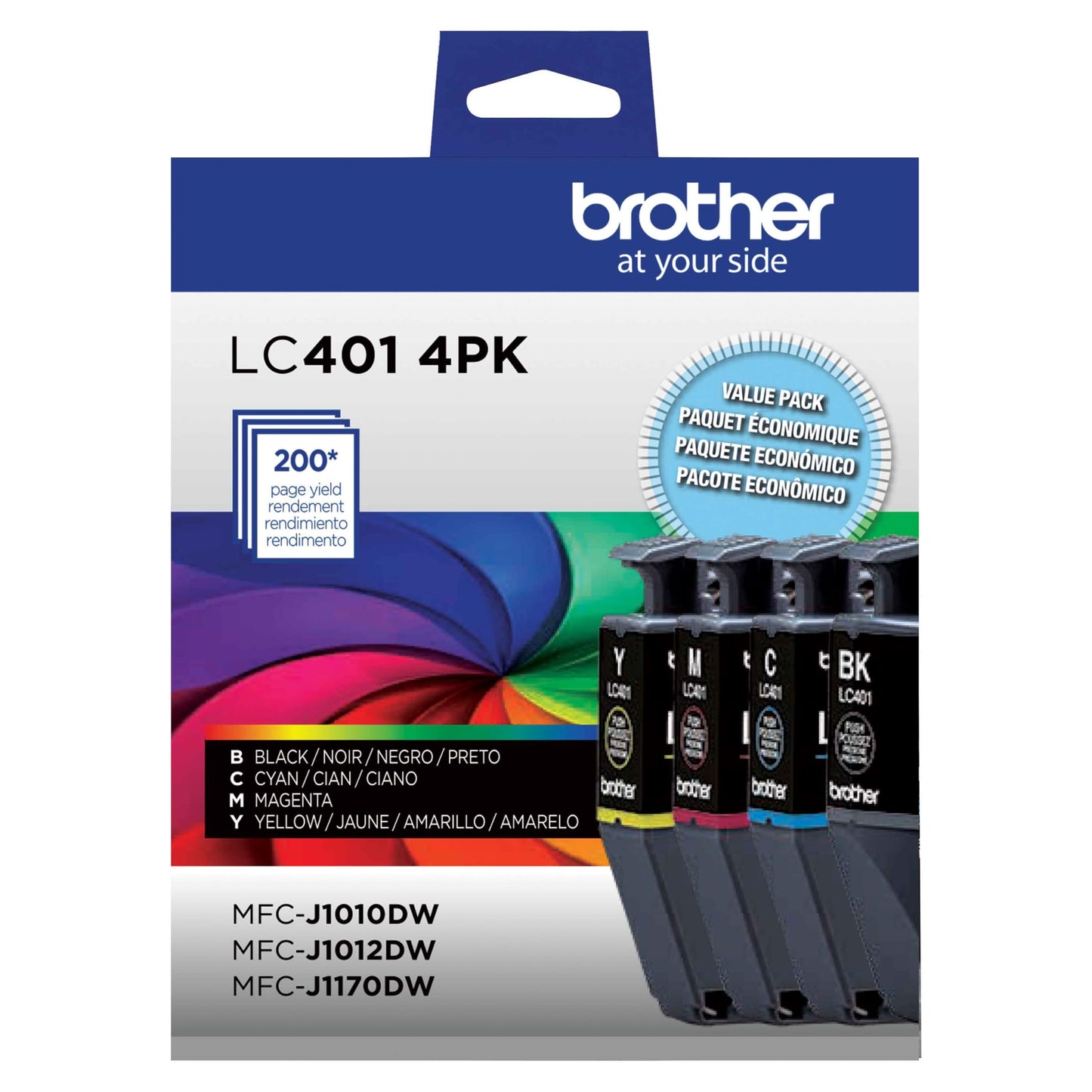 Brother Genuine LC4014PKS Standard Yield 4-Pack Ink Cartridges - Includes 1 Cartridge Each of Black, Cyan, Magenta and Yellow