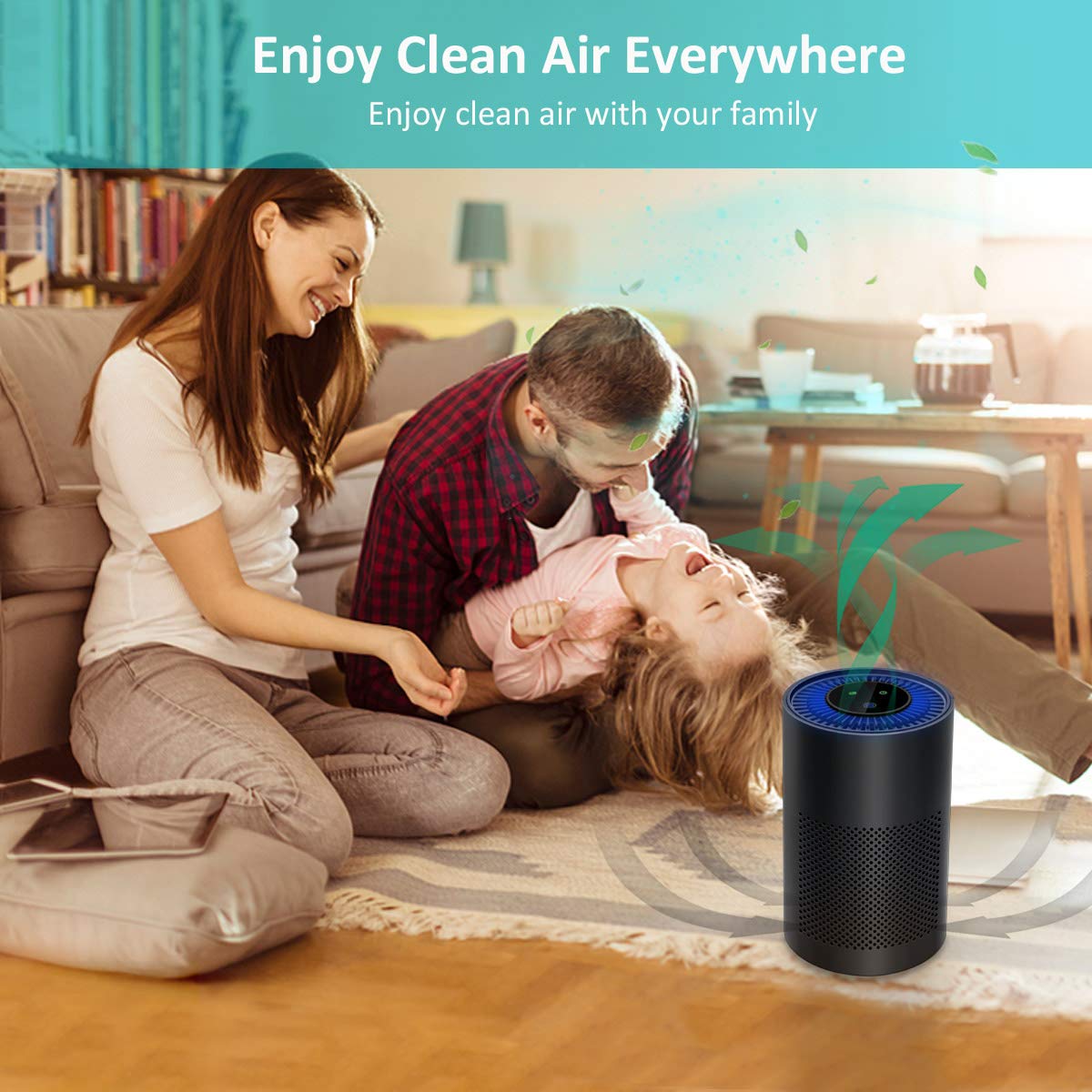 WSTA Hepa Air Purifiers for Home,Bedroom,Office-Black,W080B