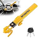 WORKPRO Steering Wheel Lock, Heavy Duty Anti-Theft Car Device with Double Hooks, Adjustable Universal Fit for Cars, Trucks and SUVs, Visible Security