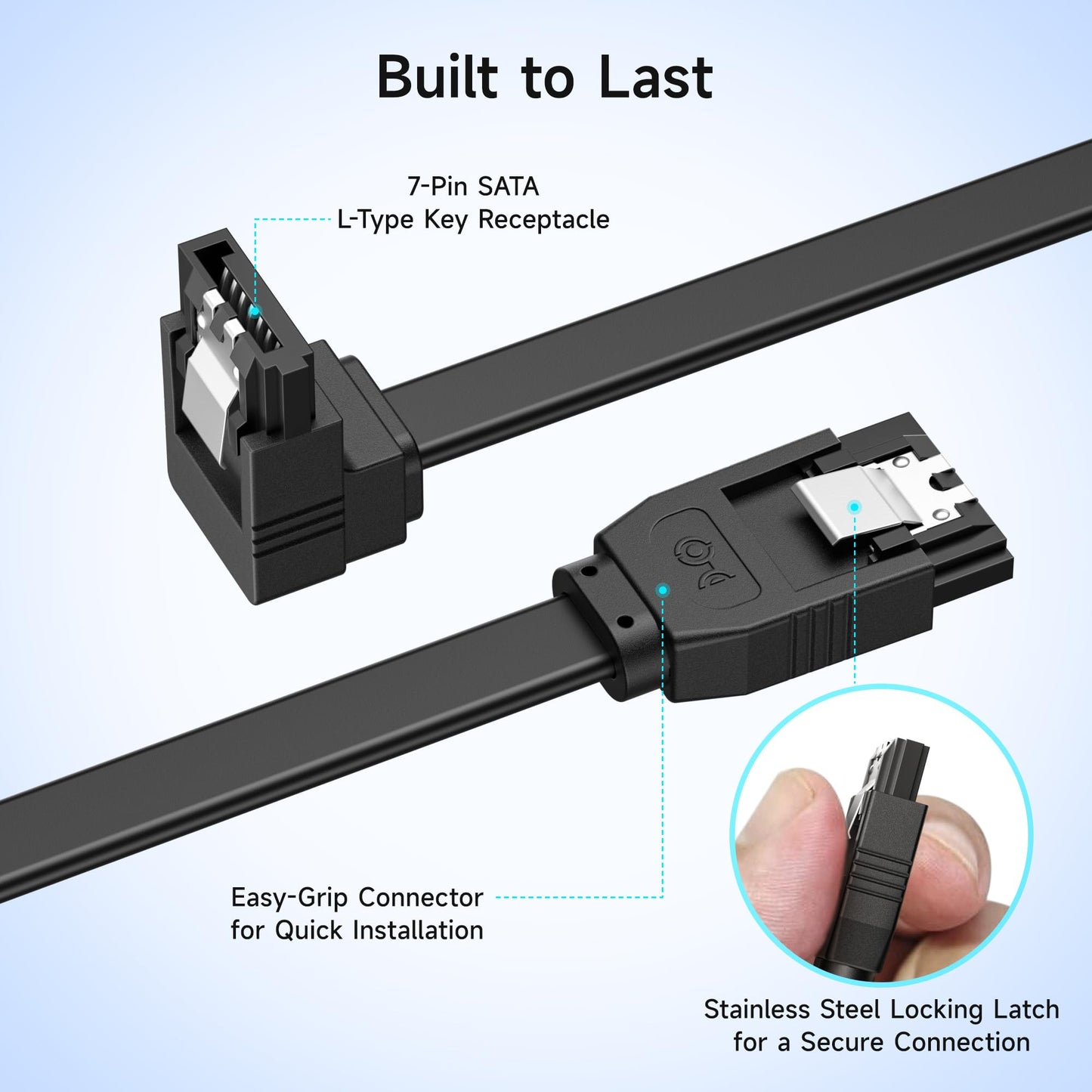 Cable Matters 3-Pack 90 Degree SATA Cable - 18 Inch, SATA III 6Gbps Right Angle Data Cable for SSD, HDD, CD/DVD Drives, Hard Drive, Optical Drive