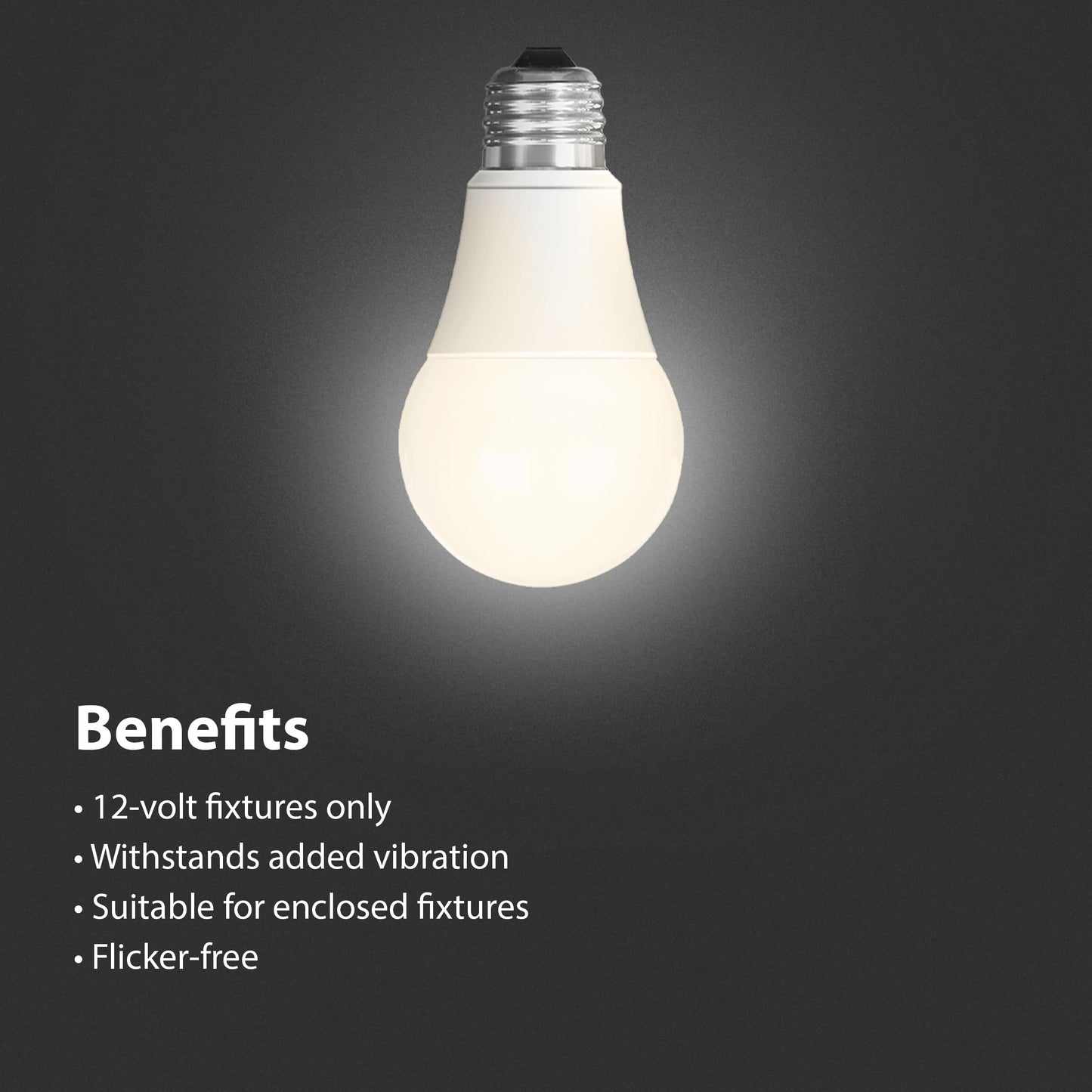 Feit Electric A19 LED Light Bulb, 60W Equivalent, E26 Base, 3000K Bright White, 800 Lumens, Low Voltage Light Bulbs for Marine/RV Sockets, 15,000-Hour