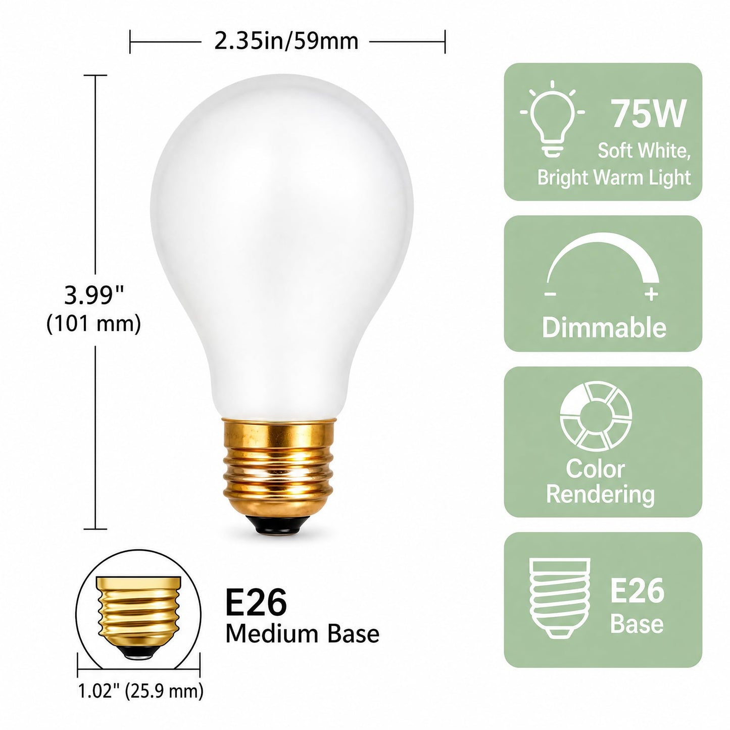 CHKMRJO Light Bulb 75 Watt Equivalen