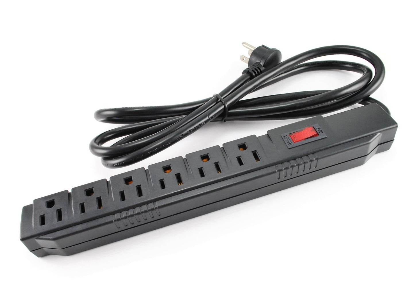 CablesOnline 6 Outlet Surge Strip, Horizontal, 250 Joules, (6 ft.) Cable, with Right Angle Plug