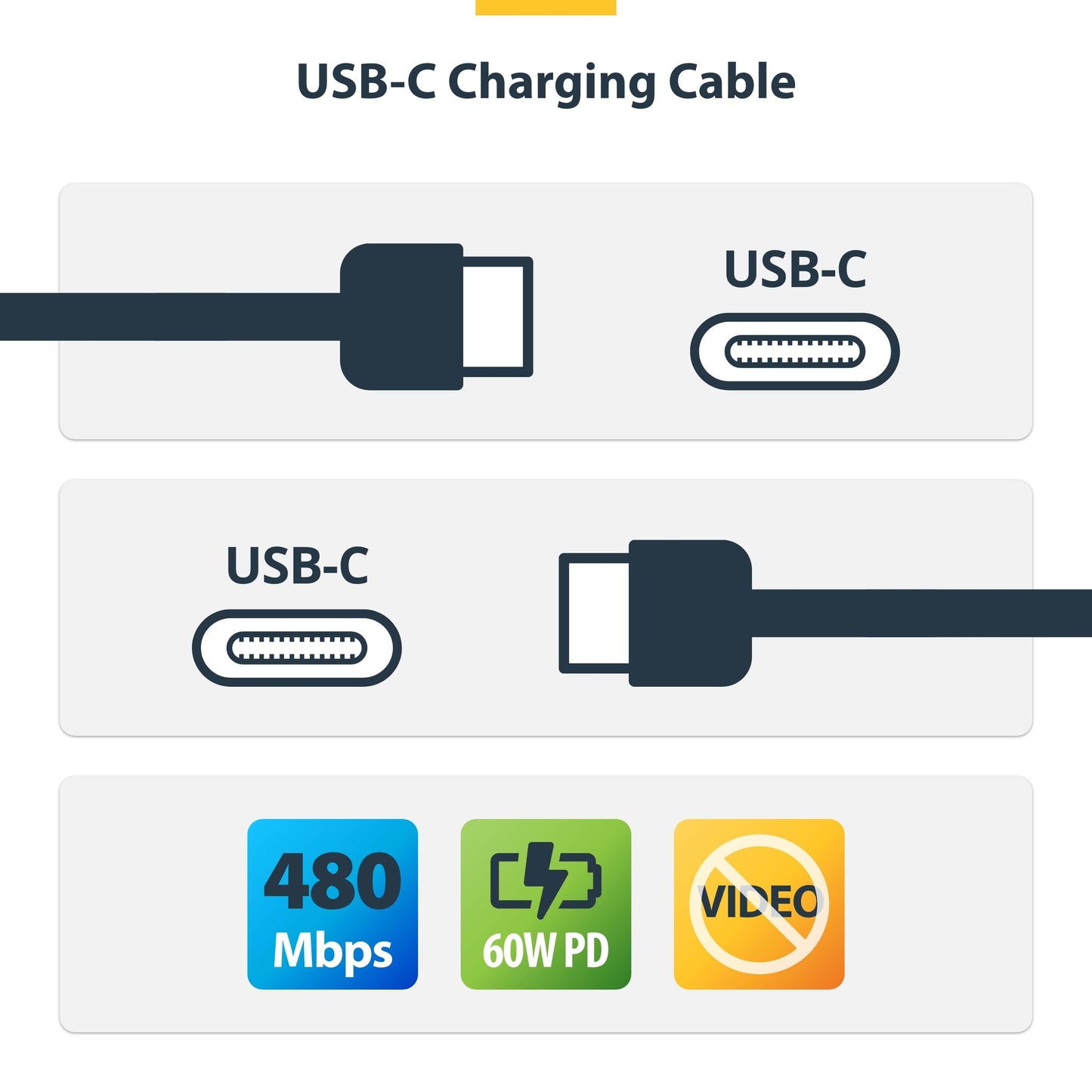 StarTech.com 13ft (4m) USB-C Charging Cable, Charge & Sync, 60W (3A) PD, USB 2.0 Laptop Charger Cable, TPE, Charging Cord