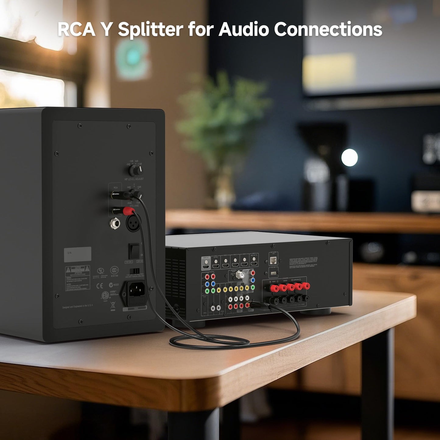 Cable Matters RCA Splitter Cable 1 Male to 2 Male - 3ft, RCA Y Splitter for Subwoofer, Speaker, Audio System or Home Theater