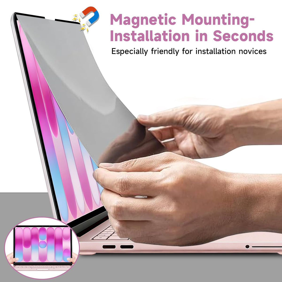 BSPROTE Removable Magnetic Privacy Screen for 2026 MacBook Neo 13-Inch A18 Pro, Anti Blue Light Glare Filter Laptop Privacy Screen Shield