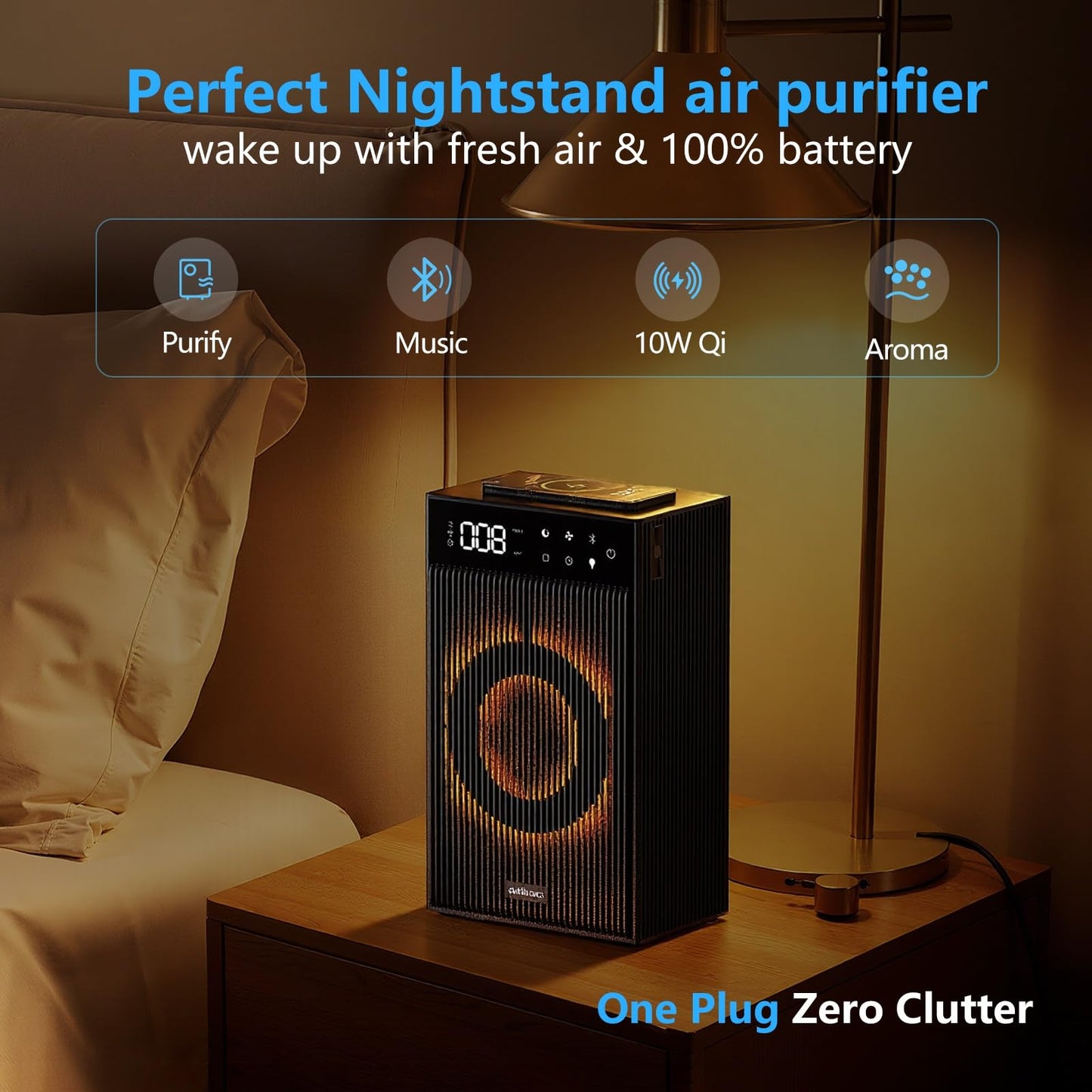 CleanForce Rainbow Cube | World’s First 4-in-1 Space-saving Air Purifier with Bluetooth Speaker, Wireless Charger & Aroma Diffuser | Swiss Tech?over
