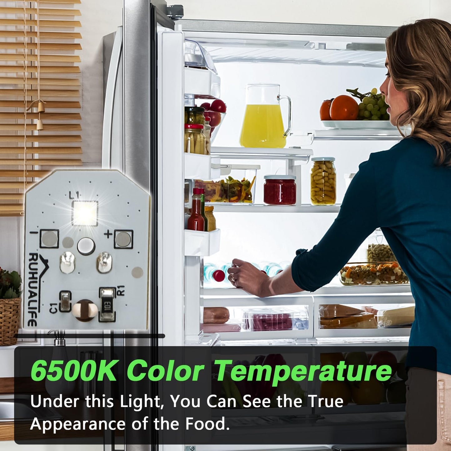 RUHUALIFE 6 PCS Refrigerator LED Lights Refrigerator Bulbs Refrigerator Lamp Modules Compatible with GE Replace#: WR55X30602 WR55X26486 WR55X11132