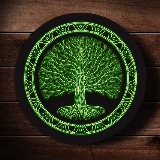 The Geeky Days Druidic Yggdrasil Tree of Life LED Color Changing Light Neon Sign Celtic Style Logo Viking Norse Pagan Mythology Gothic Talisman