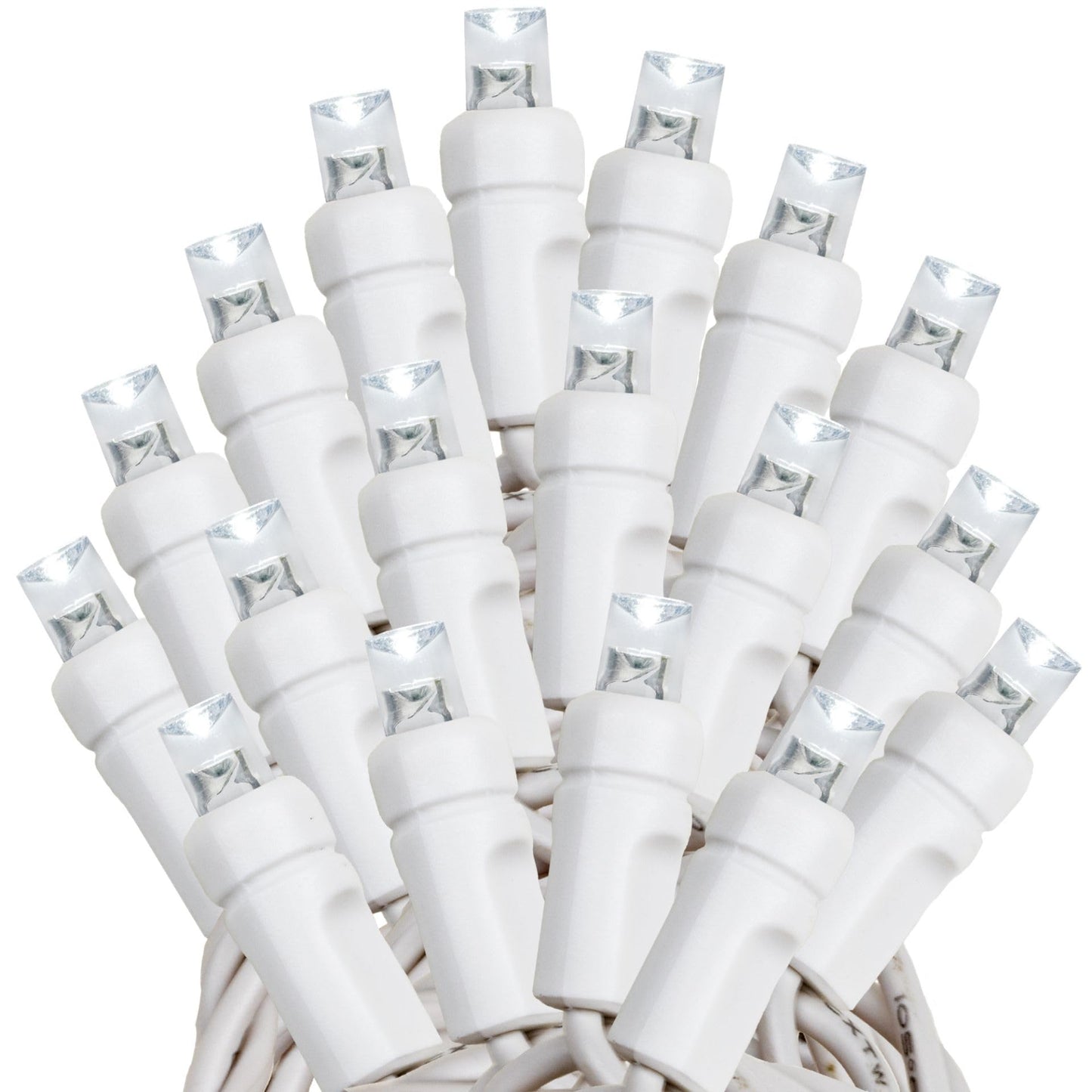 Novelty Lights 34ft Christmas String Lights, 100 Pure White LED Bulbs on White Wire, 4" Spacing, Connectable Indoor Outdoor Commercial Grade Lighting