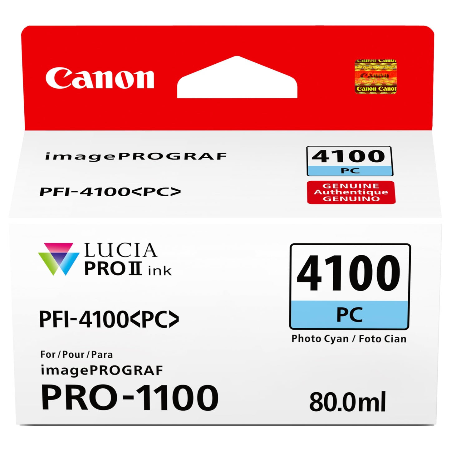 Canon PFI-4100 Genuine Photo Cyan Ink Tank, Compatible with imagePROGRAF PRO-1100 Printers